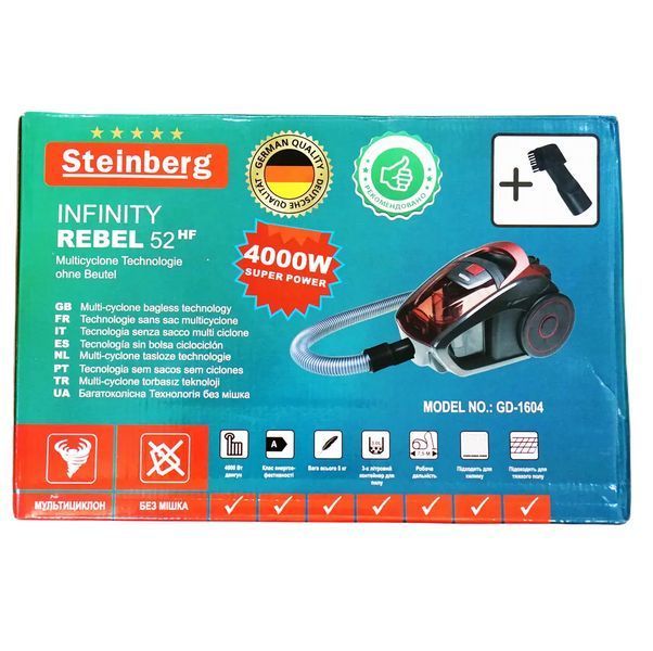Пылесос контейнерный Steinberg GD-1604 3.0L 4000W Red (3_02415) 3_02415 фото