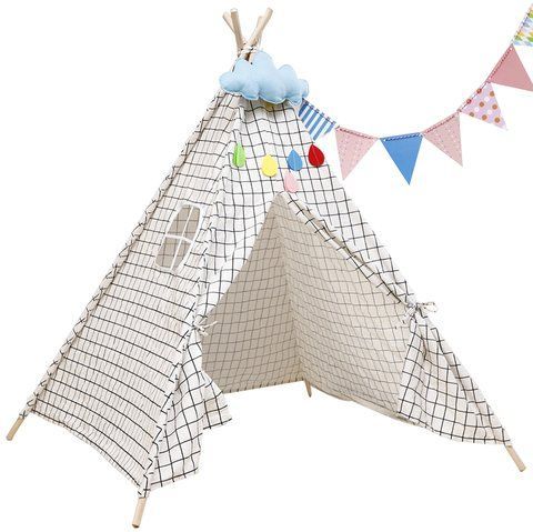 Детская игровая палатка вигвам RIAS KRO-160 с деревянным каркасом 130x120x120 см Grid (3_08136) 3_08136 фото