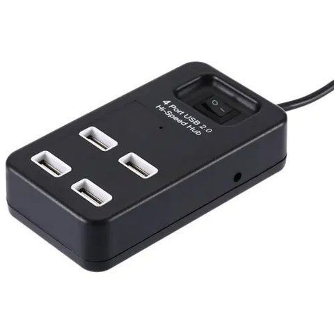 Концентратор USB-хаб RIAS P-1601 4 порти USB 2.0 з вимикачем Black (3_02361) 3_02361 фото
