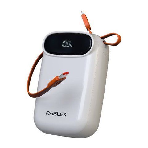 Зовнішній акумулятор Power Bank Rablex RB10FP Швидка зарядка Lightning Type-C 88W 10000 mAh White (7_02774) 7_02774 фото