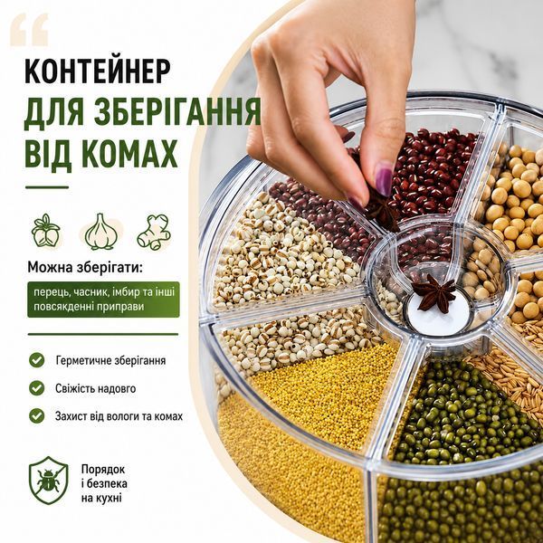 Обертовий контейнер-диспенсер для круп RIAS KF8983 з кнопковим дозатором 27&times;27&times;27 см Emerald (3_08591) 3_08591 фото