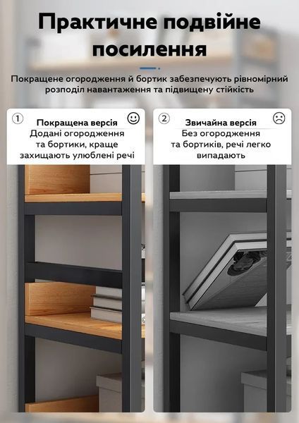 Стеллаж книжный RIAS G633A Loft 5 полок 100x30x143 см Rosewood-Black (3_08137) 3_08137 фото