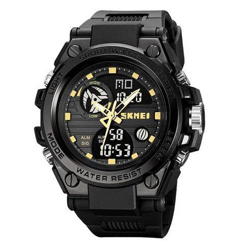 Наручний чоловічий годинник Skmei 2031BKGD з підсвічуванням 5 АТМ Black-Gold (7_02567) 7_02567 фото