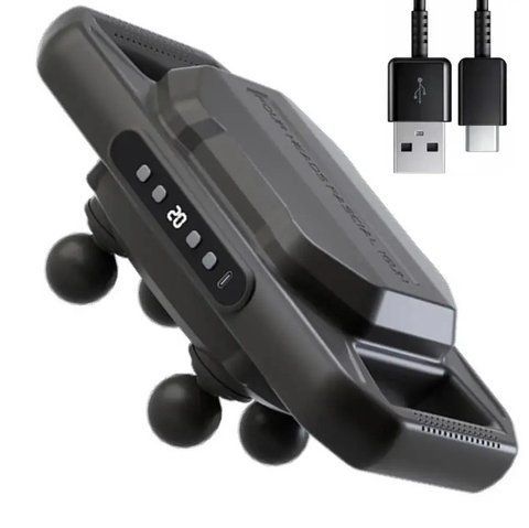 Вібромасажер для м'язів RIAS Massage Gun JMQ-03 акумуляторний з 4 головками Black (3_06612) 3_06612 фото
