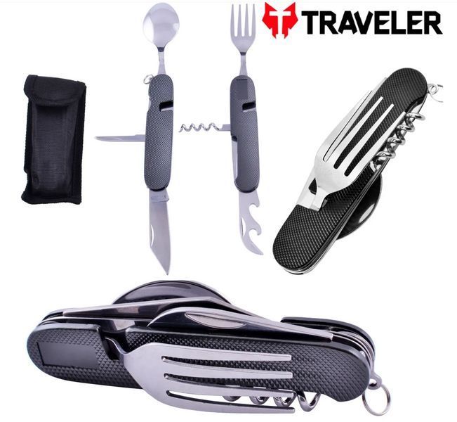 Мультиинструмент туристический Traveler A106 6в1 с Чехлом Black (7_03228) 7_03228 фото