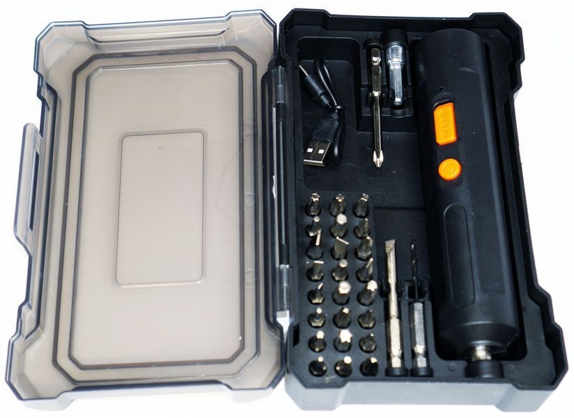 Электроотвертка RIAS R-28 USB Type-C 12.9W с 28 насадками в кейсе Black (3_08374) 3_08374 фото