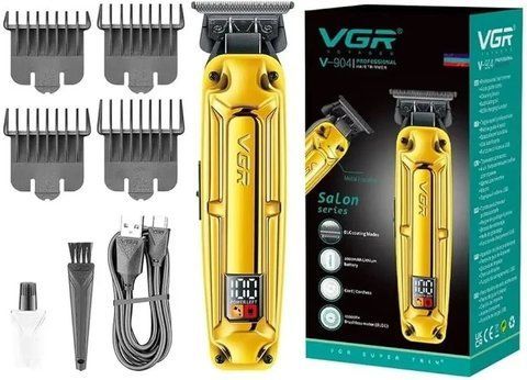 Машинка для стрижки волос VGR V-904 LED-дисплей аккумуляторная 4 насадки Gold (3_06337) 3_06337 фото