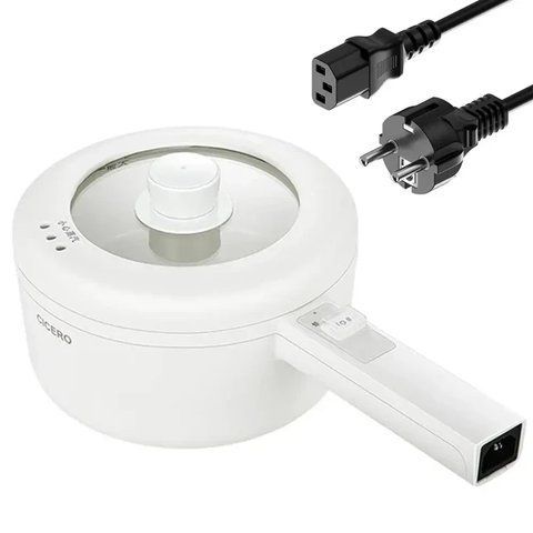 Електрична портативна каструля з кришкою 37см 1.6L 220V White (3_06286) 3_06286 фото