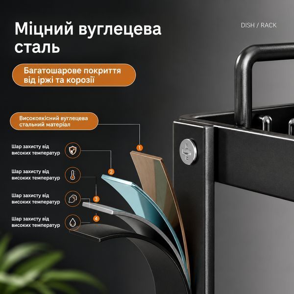 Сушилка для посуды RIAS BW-42 двухуровневая с поворотным сливом 42.5&times;30&times;23.5 см Black (3_08598) 3_08598 фото
