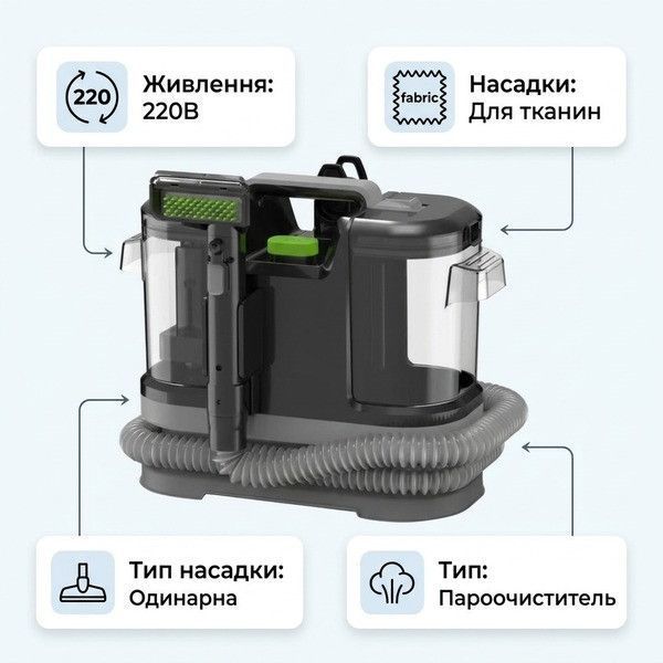 Пылесос моющий Germatic M-332-B для ковров и мебели 15 кПа 1600W Black (3_08380) 3_08380 фото