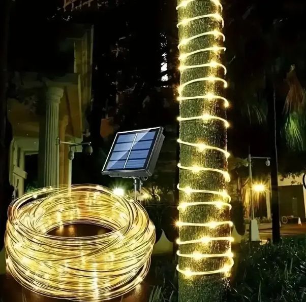 Светодиодная гирлянда RIAS "Трубка" 20м 200 LED Солнечная батарея Теплый Белый (3_07660) 3_07660 фото