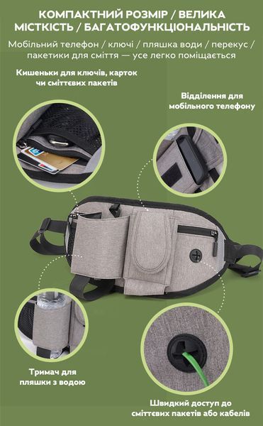 Сумка поясная CosmoPet CP-1035 для выгула собак 37х16х3см Grey (3_06650) 3_06650 фото
