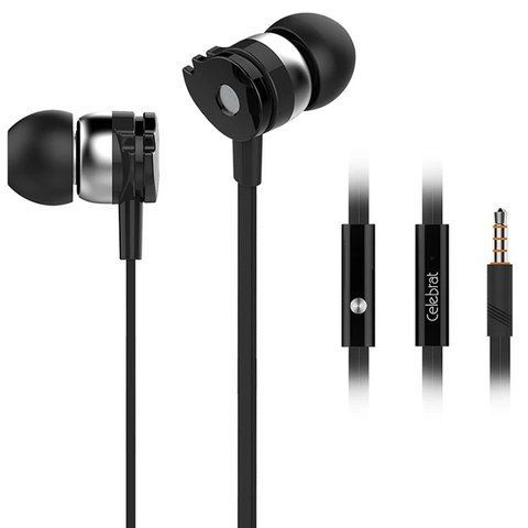 Вакуумные наушники Celebrat D1 проводные с микрофоном Mini-Jack 3.5 mm Black (7_01328) 7_01328 фото