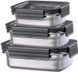 Набір контейнерів для їжі RIAS Steel з кришками 300-600-1200ml Black (3_08375) 3_08375 фото 4