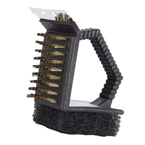 Щетка для чистки барбекю Grill Meister HG08712B с нержавеющим скребком и абразивной губкой Black (3_07395) 3_07395 фото