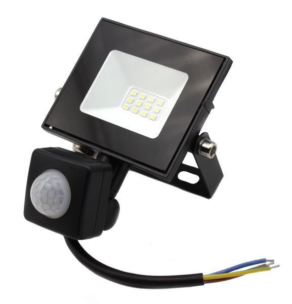 Прожектор NeoMax NX10 LED з датчиком руху IP65 10W 6500K 120 градусів Black (7_03104) 7_03104 фото