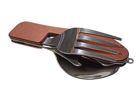 Мультитул туристический с ложкой и вилкой RIAS 4715 3в1 Brown (7_02608) 7_02608 фото