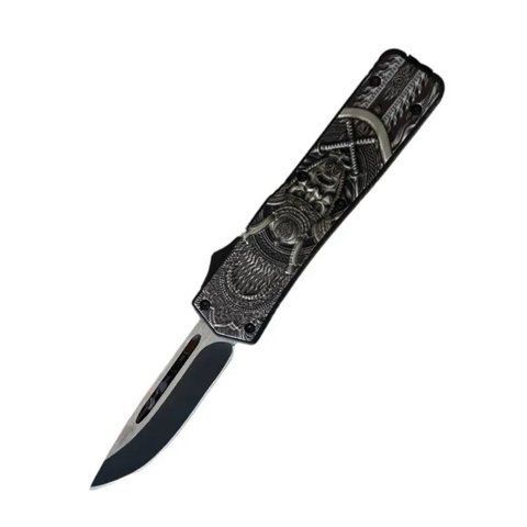 Ніж викидний фронтальний MicroTech 361 Samurai-2 зі склобоєм 22см Grey (7_02820) 7_02820 фото
