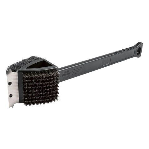 Щетка для чистки барбекю Grill Meister 3в1 (скребок, щетка, губка) 37.5 см Black (3_07396) 3_07396 фото