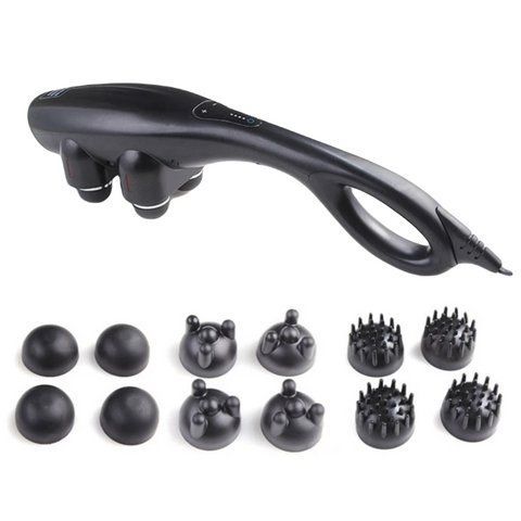 Ручной массажер для мышц RIAS Quad Action Percussion 12в1 Black (3_01222) 3_01222 фото