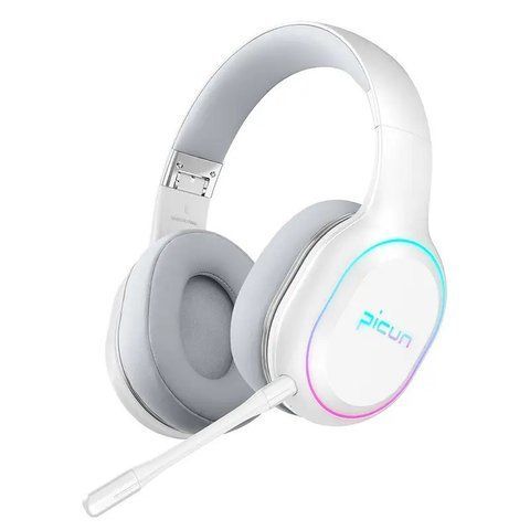 Беспроводные наушники Picun P80X Bluetooth с микрофоном и RGB подсветкой White (3_01884) 3_01884 фото