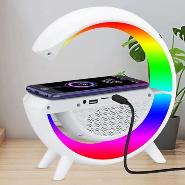 Настольная смарт лампа G-Smart Light BT2301 RGB с беспроводной зарядкой и Bluetooth колонкой 10W White 3_04106 фото