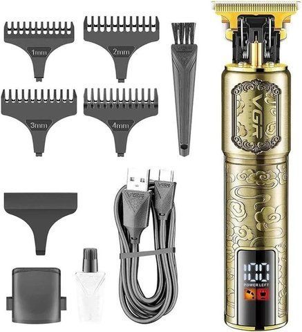Тример акумуляторний для бороди та волосся VGR V-073 з LED дисплеєм 5W Gold (3_06291) 3_06291 фото