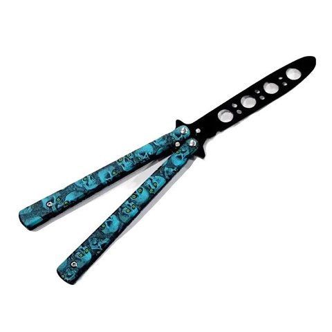 Нож-бабочка тренировочный Benchmade 301-3 "Череп" 22см Blue (7_00558) 7_00558 фото