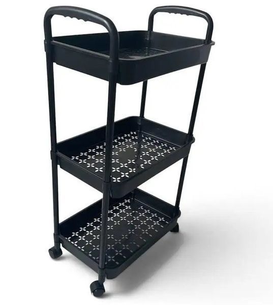Етажерка на колесах RIAS Shelf 6033-3 3 яруси 70.5x38.5x25 см Black (3_08733) 3_08733 фото