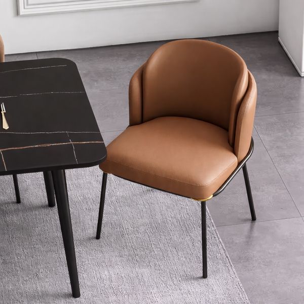 Стул для кухни RIAS DSF-198 с мягкой спинкой и стальным каркасом 77x57x60 см Brown (УЦЕНКА) 1_08213 фото
