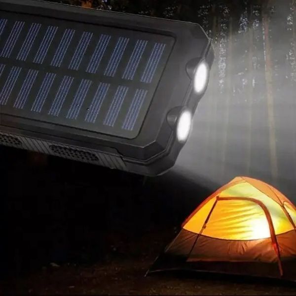 Зовнішній акумулятор Power Bank RIAS R-20 c сонячною батареєю та ліхтариком 20000 mAh Black (3_05214) 3_05214 фото