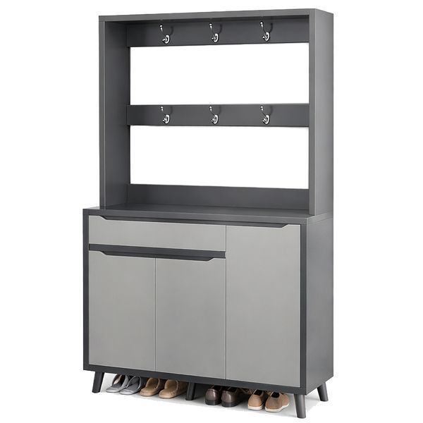 Шафа для взуття з вішалкою RIAS BA27-100 комбінована 100x32x180 см Grey (3_08147) 3_08147 фото