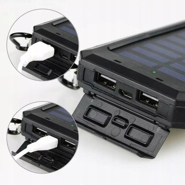 Зовнішній акумулятор Power Bank RIAS R-20 c сонячною батареєю та ліхтариком 20000 mAh Black (3_05214) 3_05214 фото